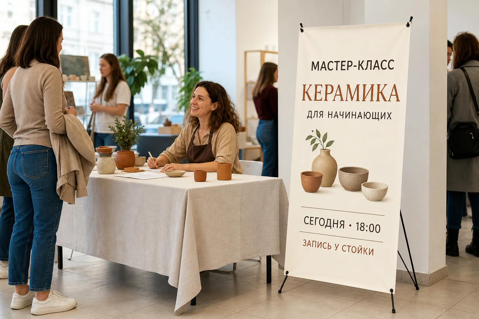 Стенд «Паук» с рекламой в небольшой промозоне; для заказа в Орле