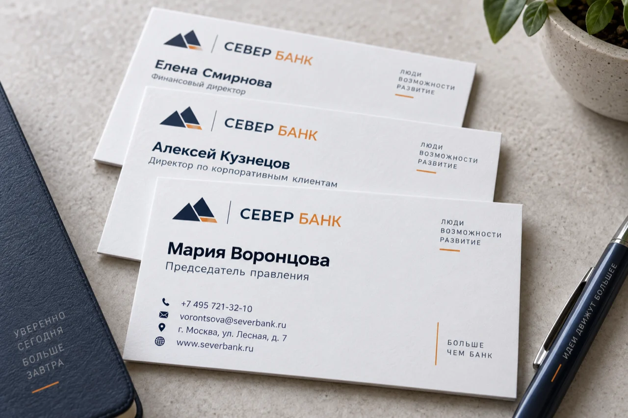 Белые визитки на плотном картоне