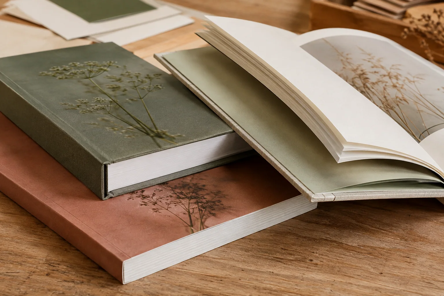 Заказать книги: Книги в мягкой и твёрдой обложке рядом с открытым внутренним; образец смежной услуги, кадр 1, получение в Орле, «Закладки»